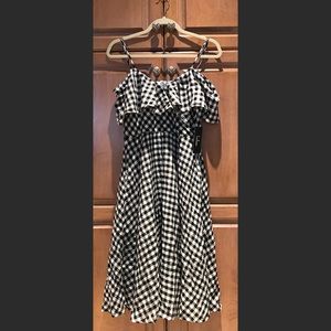 Lulus Avila Black and White Gingham Midi Dress